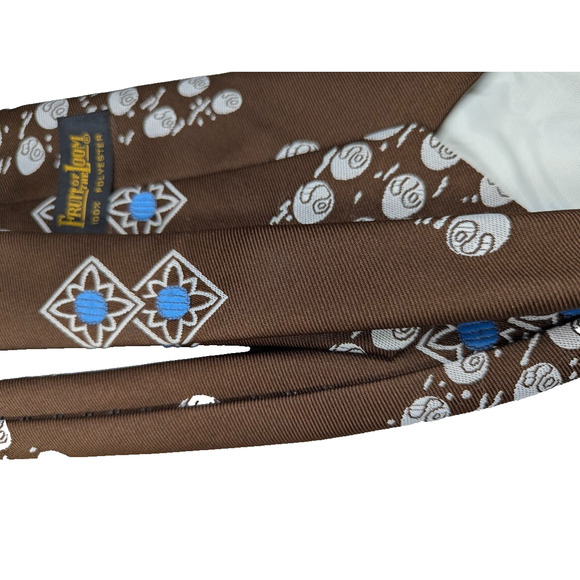 Fruit Of the Loom Men's Necktie Brown White Blue Design Polyester Classic - Picture 4 of 4
